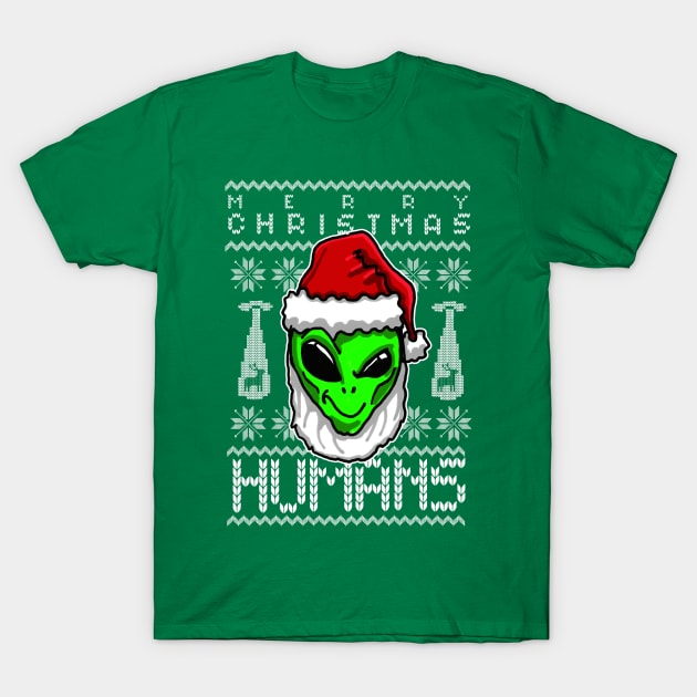 Alien Ugly Christmas Holiday Season T-Shirt by sketchnkustom